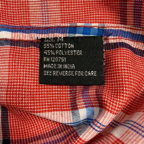 True Rock Plaid Shirt Size M Beach Rust Chest Pocket Short Sleeve Norm Gorp - Picture 7 of 12